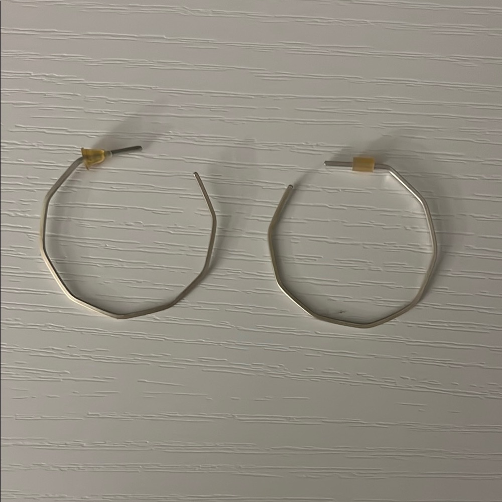 Elegant Silver Octagon Hoop Earrings